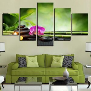 Bamboo 5 - Nature 5 Panel Canvas Art Wall Decor
