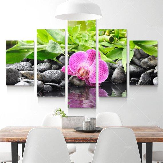 Bamboo Flower - Nature 5 Panel Canvas Art Wall Decor Bamboo Flower - Nature 5 Panel Canvas Art Wall Decor