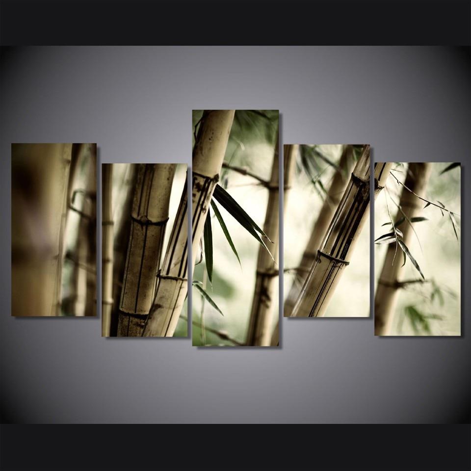 Bamboo Landscape - Nature 5 Panel Canvas Art Wall Decor Bamboo Landscape - Nature 5 Panel Canvas Art Wall Decor