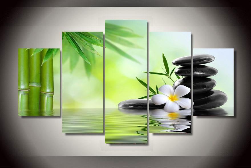 Bamboo Orchid - Nature 5 Panel Canvas Art Wall Decor Bamboo Orchid - Nature 5 Panel Canvas Art Wall Decor