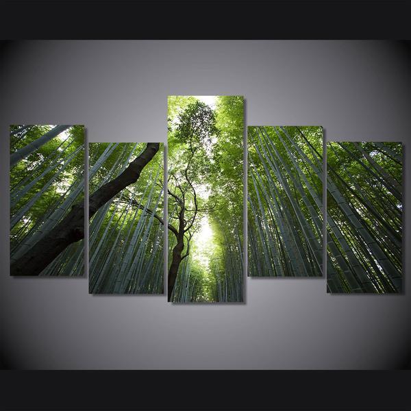 Bambukovyy Les Bambuk Stvoly 02 - Nature 5 Panel Canvas Art Wall Decor Bambukovyy Les Bambuk Stvoly 02 - Nature 5 Panel Canvas Art Wall Decor