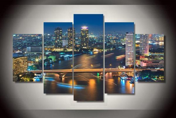 Bangkok Thailand 02 - Nature 5 Panel Canvas Art Wall Decor Bangkok Thailand 02 - Nature 5 Panel Canvas Art Wall Decor