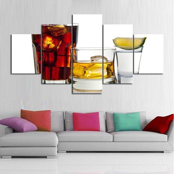 Bar Drinks - Kitchen 5 Panel Canvas Art Wall Decor Bar Drinks - Kitchen 5 Panel Canvas Art Wall Decor