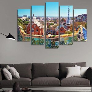 Barcelona 01 - Nature 5 Panel Canvas Art Wall Decor
