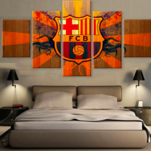 Barcelona Fcb Soccer - Sport 5 Panel Canvas Art Wall Decor
