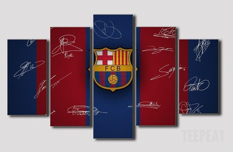 Barcelona Signed Replica - Sport 5 Panel Canvas Art Wall Decor Barcelona Signed Replica - Sport 5 Panel Canvas Art Wall Decor