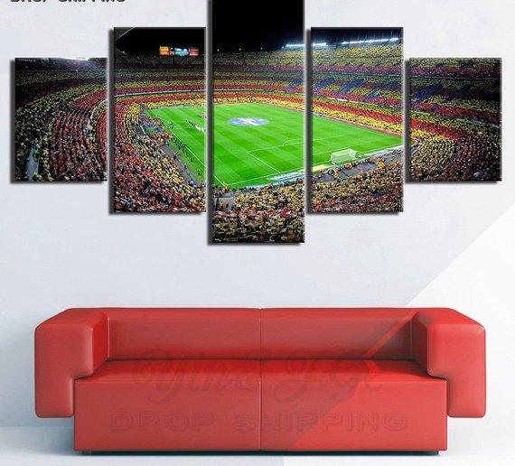 Barcelona Soccer Stadium Futbol - Sport 5 Panel Canvas Art Wall Decor Barcelona Soccer Stadium Futbol - Sport 5 Panel Canvas Art Wall Decor