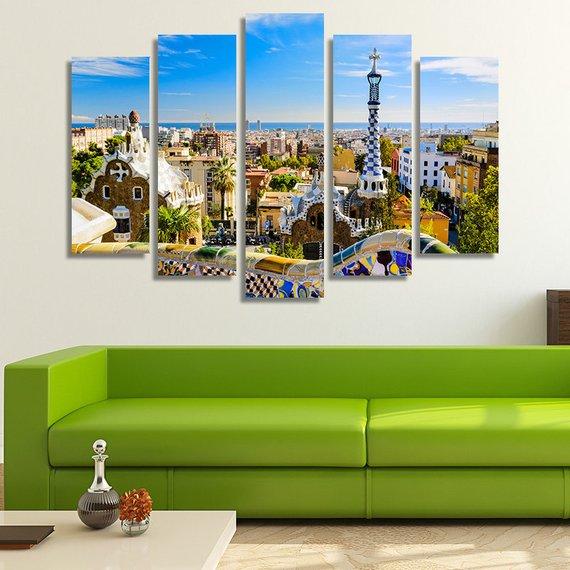 Barcelona - Nature 5 Panel Canvas Art Wall Decor Barcelona - Nature 5 Panel Canvas Art Wall Decor