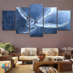 Barn Owl Wildlife Flying Bird 1 - Animal 5 Panel Canvas Art Wall Decor