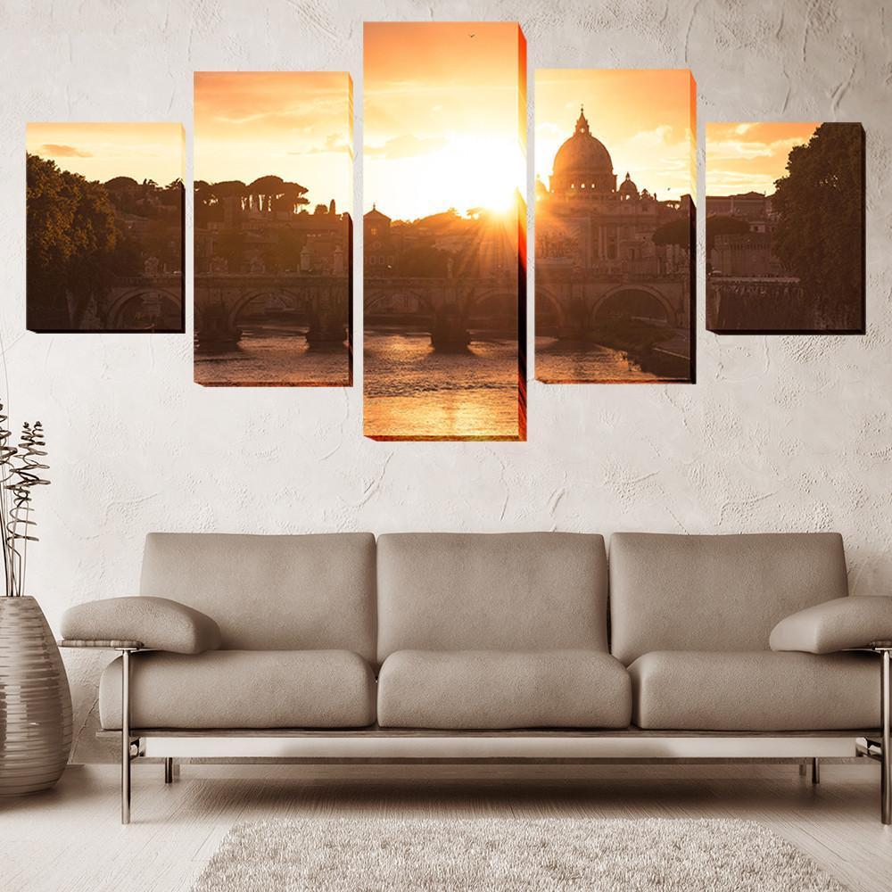 Baroque Style Religious Building - Nature 5 Panel Canvas Art Wall Decor Baroque Style Religious Building - Nature 5 Panel Canvas Art Wall Decor