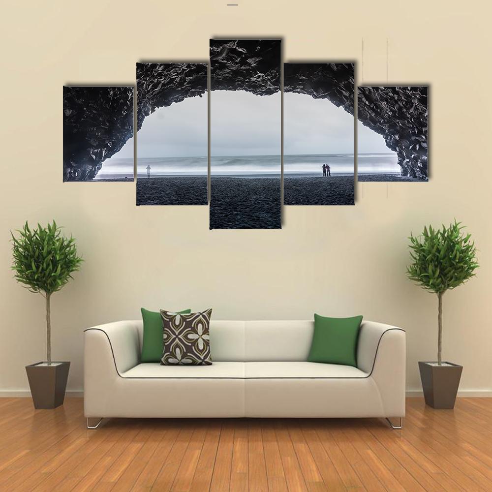 Basalt Cave At Reynisfjara Beach - Nature 5 Panel Canvas Art Wall Decor Basalt Cave At Reynisfjara Beach - Nature 5 Panel Canvas Art Wall Decor