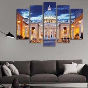 Basilica Papale Di San Pietro - Nature 5 Panel Canvas Art Wall Decor