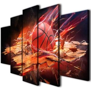 Basketball Ball - Sport 5 Panel Canvas Art Wall Decor