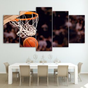 Basketball Circle 1 - Sport 5 Panel Canvas Art Wall Decor