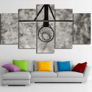 Basketball Circle - Sport 5 Panel Canvas Art Wall Decor