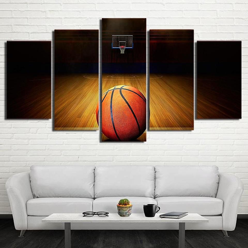 Basketball Painting - Sport 5 Panel Canvas Art Wall Decor Basketball Painting - Sport 5 Panel Canvas Art Wall Decor