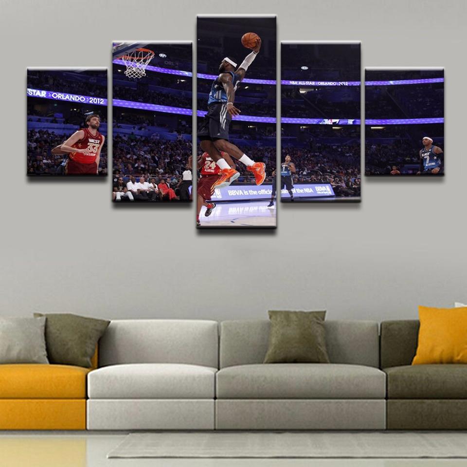 Basketball Player 7 - Sport 5 Panel Canvas Art Wall Decor Basketball Player 7 - Sport 5 Panel Canvas Art Wall Decor