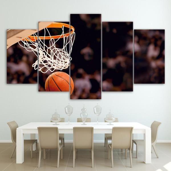 Basketball Ring Shoot The Ball - Sport 5 Panel Canvas Art Wall Decor Basketball Ring Shoot The Ball - Sport 5 Panel Canvas Art Wall Decor