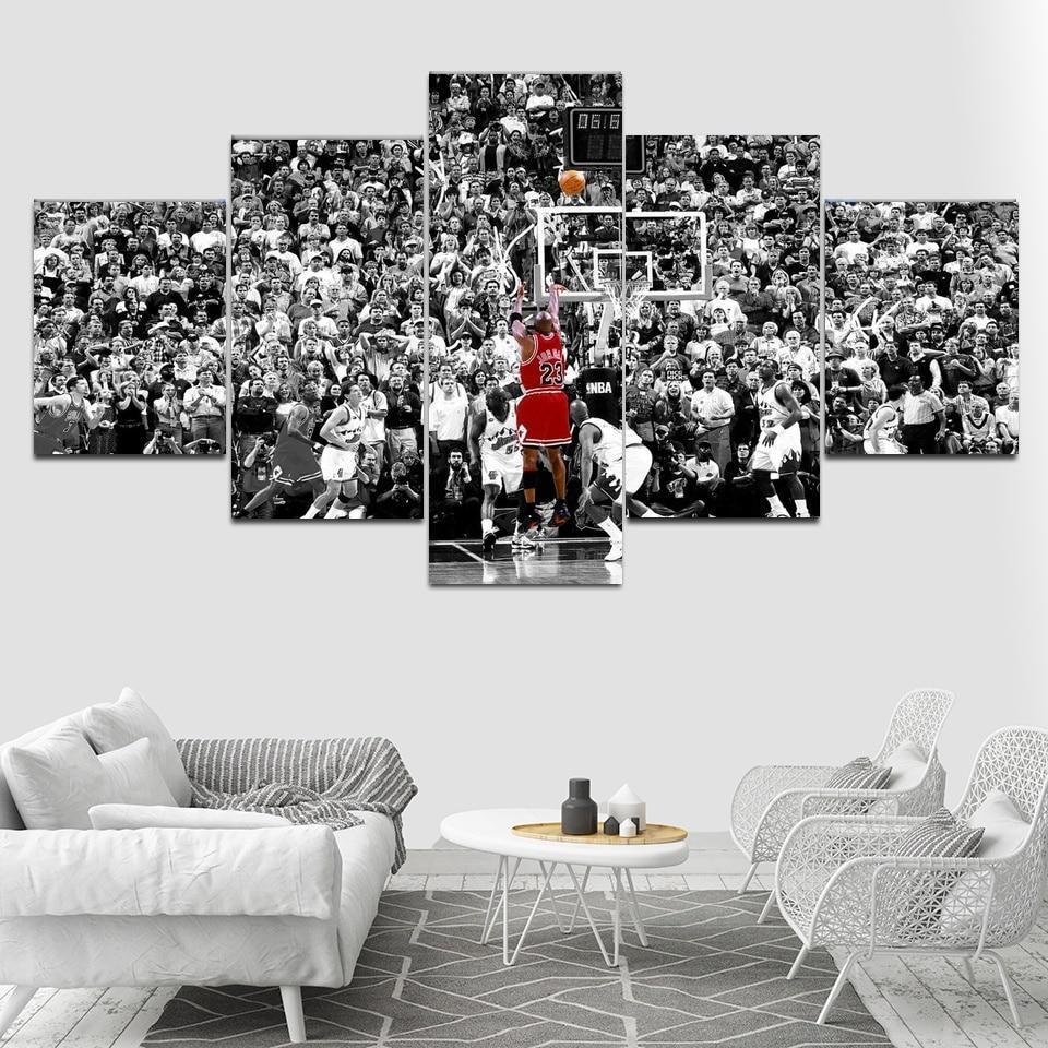 Basketball Sport Michael Jordan Poster Celebrity - 5 Panel Canvas Art Wall Decor Basketball Sport Michael Jordan Poster Celebrity - 5 Panel Canvas Art Wall Decor