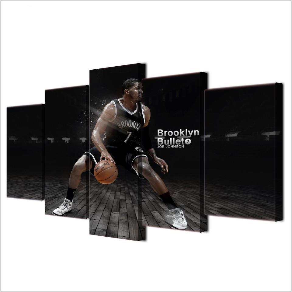 Basketball Star Brooklyn Player - Sport 5 Panel Canvas Art Wall Decor Basketball Star Brooklyn Player - Sport 5 Panel Canvas Art Wall Decor