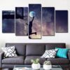 Basketball Wall Art Slam Dunk Player Moon Evening - Sport And Abstract 5 Panel Canvas Art Wall Decor