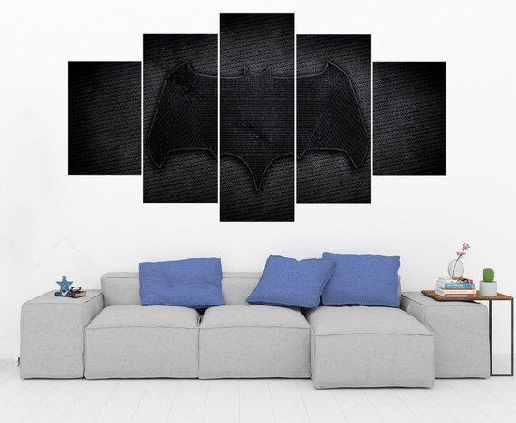 Bat Symbol - Batman 1 - Dc 5 Panel Canvas Art Wall Decor Bat Symbol - Batman 1 - Dc 5 Panel Canvas Art Wall Decor