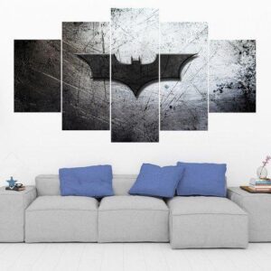 Bat Symbol - Batman The Dark Knight - Dc 5 Panel Canvas Art Wall Decor