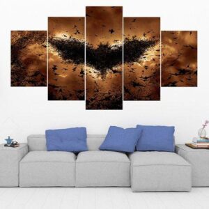 Bat Symbol - Batman - Dc 5 Panel Canvas Art Wall Decor