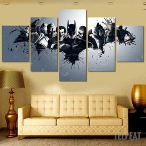 Batman And Villains - Movie 5 Panel Canvas Art Wall Decor