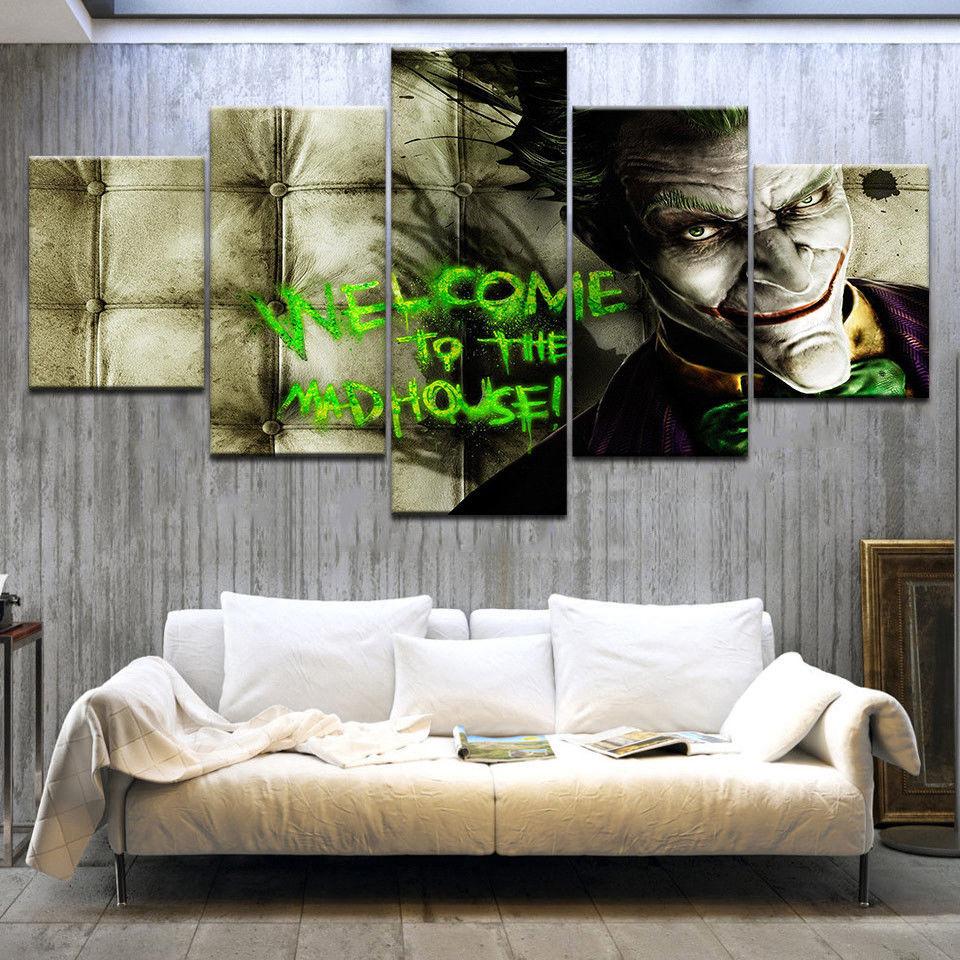 Batman Arkham Asylum Dark Knight Joker - Dc 5 Panel Canvas Art Wall Decor Batman Arkham Asylum Dark Knight Joker - Dc 5 Panel Canvas Art Wall Decor