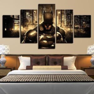 Batman Inspired Cityscapes -5 Panel Canvas Art Wall Decor 5 Panel Canvas Art Wall Decor