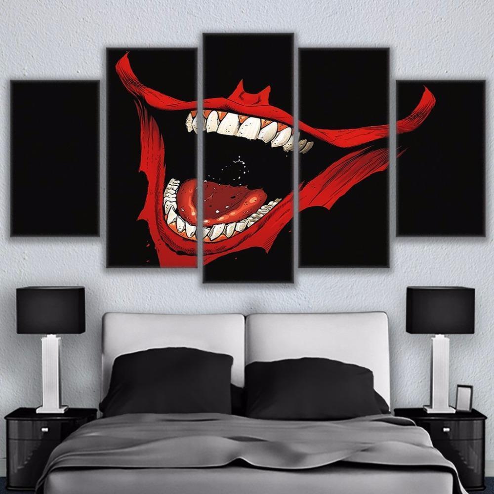 Batman Joker Smile Ation DC - 5 Panel Canvas Art Wall Decor Batman Joker Smile Ation DC - 5 Panel Canvas Art Wall Decor