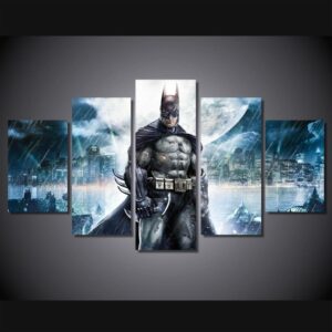 Batman Night Storm In Gotham - Movie 5 Panel Canvas Art Wall Decor