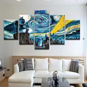 Batman Starry Night - Dc 5 Panel Canvas Art Wall Decor