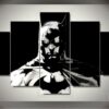 Batman - Black And White - Dc 5 Panel Canvas Art Wall Decor