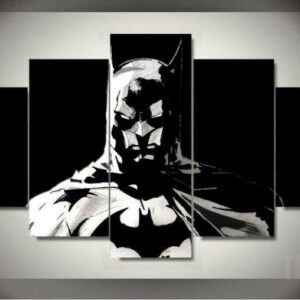Batman - Black And White - Dc 5 Panel Canvas Art Wall Decor
