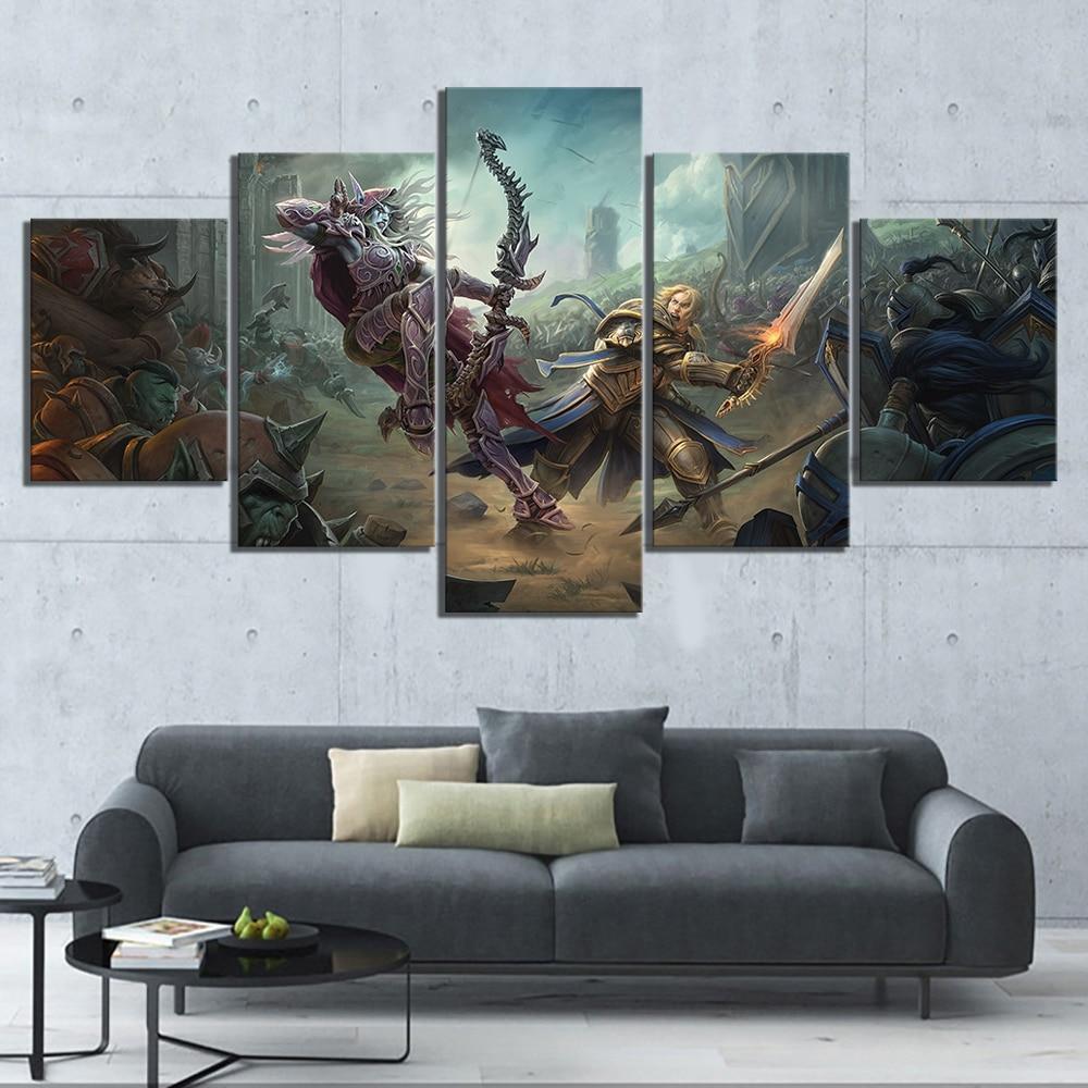 Battle For Azeroth: Sylvanas vs Anduin World of Warcraft Gaming - 5 Panel Canvas Art Wall Decor Battle For Azeroth: Sylvanas vs Anduin World of Warcraft Gaming - 5 Panel Canvas Art Wall Decor