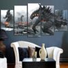 Battle Of Godzilla Movie - 5 Panel Canvas Art Wall Decor