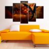 Battle Of The Dragons - Cartoon 5 Panel Canvas Art Wall Decor