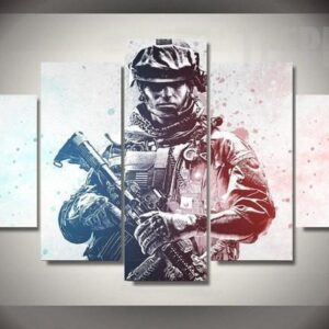 Battlefield 4 Shooting Game Landscape View - Gaming 5 Panel Canvas Art Wall Decor