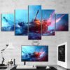 Battlefield 5 Tanks Gaming - 5 Panel Canvas Art Wall Decor