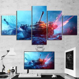 Battlefield 5 Tanks Gaming - 5 Panel Canvas Art Wall Decor