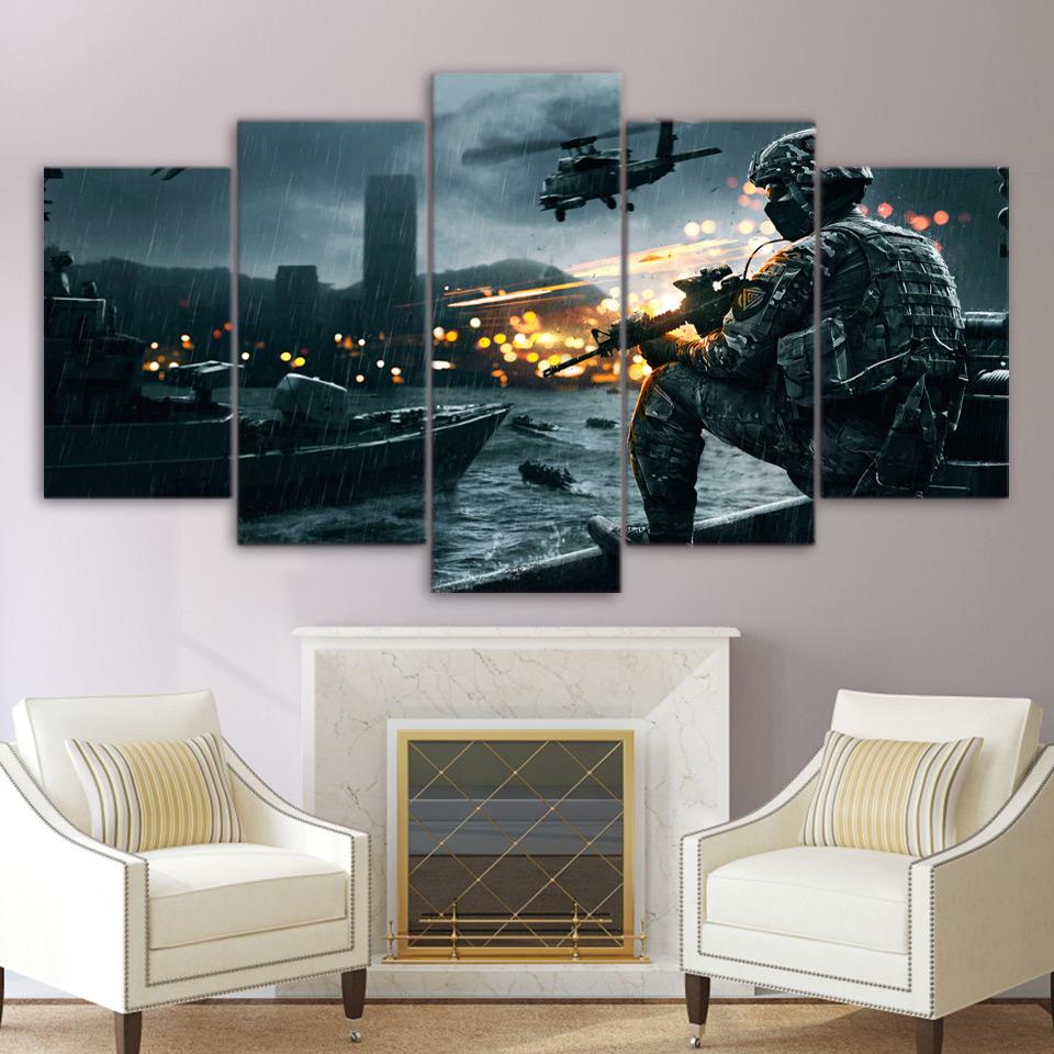 Battlefield Scenario - Gaming 5 Panel Canvas Art Wall Decor Battlefield Scenario - Gaming 5 Panel Canvas Art Wall Decor