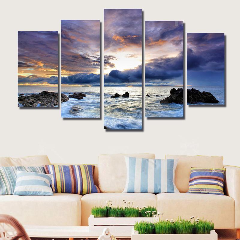 Beach And Life - Nature 5 Panel Canvas Art Wall Decor Beach And Life - Nature 5 Panel Canvas Art Wall Decor