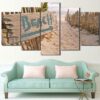 Beach House Sign - Nature 5 Panel Canvas Art Wall Decor