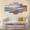 Beach In Greece With Tamarisk Tree - Nature 5 Panel Canvas Art Wall Decor