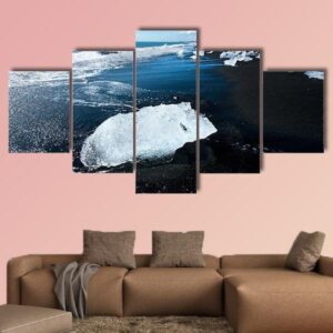 Beach In The South Of Iceland - Nature 5 Panel Canvas Art Wall Decor