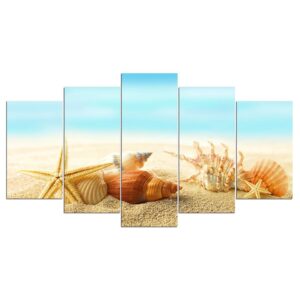 Beach Landscape 01 - Space 5 Panel Canvas Art Wall Decor
