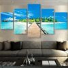 Beach Large Streched - Nature 5 Panel Canvas Art Wall Decor