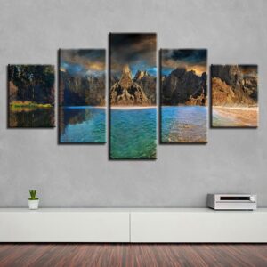 Beach Mountain - Nature 5 Panel Canvas Art Wall Decor